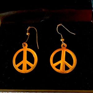Peace sign copper earrings